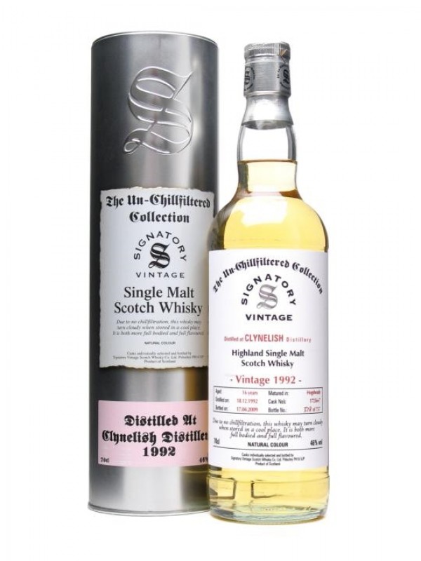 Clynelish 1992 16 Year Old Unchillfiltered Signatory Un-Chillfiltered Collection