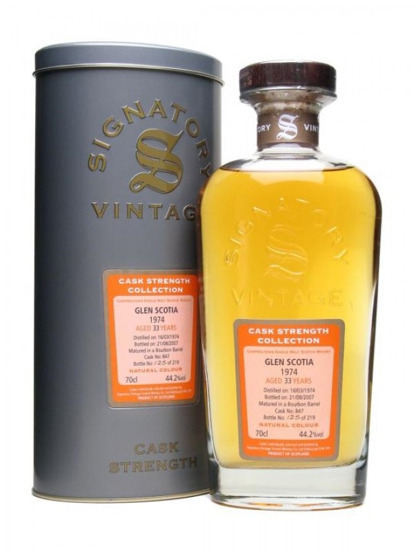 Glen Scotia 1974 33 Year Old Bourbon Cask #847 Signatory Cask Strength Collection